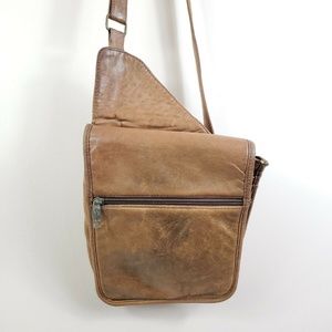 SCULLY womens brown leather crossbody foldover messanger style purse handbag